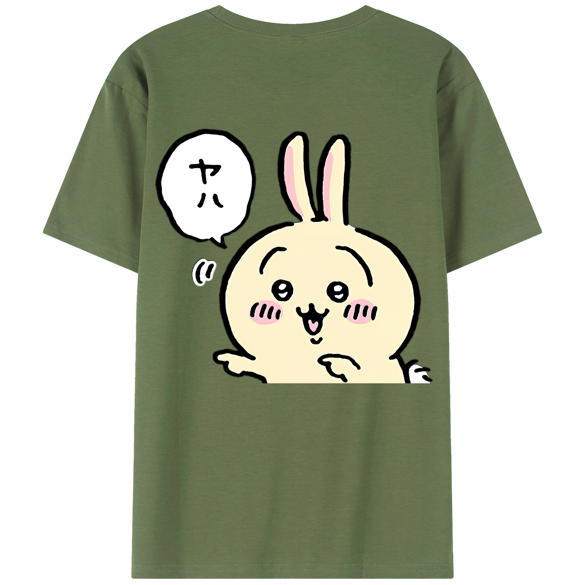 （画像用） ちいかわ うさぎ Chii-kawa usagi 綿100％ メンズ半袖Tシャツ（バックプリント） 通気性